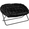 image:imageFlash Furniture Eleanor Double Saucer Chair with Folding Steel Frame Portable Oversized Saucer Chair for Dorm or Bedroom 56 Ivory Faux ShearlingSoft Gold FrameBlack FabricBlack Frame