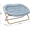 image:imageFlash Furniture Eleanor Double Saucer Chair with Folding Steel Frame Portable Oversized Saucer Chair for Dorm or Bedroom 56 Ivory Faux ShearlingSoft Gold FrameAqua Faux FurSoft Gold Frame
