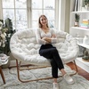 image:imageFlash Furniture Eleanor Double Saucer Chair with Folding Steel Frame Portable Oversized Saucer Chair for Dorm or Bedroom 56 Ivory Faux ShearlingSoft Gold FrameIvory Faux ShearlingSoft Gold Frame
