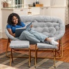 image:imageFlash Furniture Eleanor Double Saucer Chair with Folding Steel Frame Portable Oversized Saucer Chair for Dorm or Bedroom 56 Ivory Faux ShearlingSoft Gold FrameGray FabricSoft Gold Frame