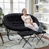 image:imageFlash Furniture Eleanor Double Saucer Chair with Folding Steel Frame Portable Oversized Saucer Chair for Dorm or Bedroom 56 Ivory Faux ShearlingSoft Gold FrameBlack FabricBlack Frame