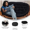 image:imageFlash Furniture Eleanor Double Saucer Chair with Folding Steel Frame Portable Oversized Saucer Chair for Dorm or Bedroom 56 Ivory Faux ShearlingSoft Gold FrameBlack FabricBlack Frame