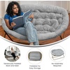 image:imageFlash Furniture Eleanor Double Saucer Chair with Folding Steel Frame Portable Oversized Saucer Chair for Dorm or Bedroom 56 Ivory Faux ShearlingSoft Gold FrameGray Faux FurSoft Gold Frame