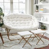 image:imageFlash Furniture Eleanor Double Saucer Chair with Folding Steel Frame Portable Oversized Saucer Chair for Dorm or Bedroom 56 Ivory Faux ShearlingSoft Gold FrameIvory Faux Shearling FabricSoft Gold Frame