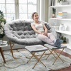 image:imageFlash Furniture Eleanor Double Saucer Chair with Folding Steel Frame Portable Oversized Saucer Chair for Dorm or Bedroom 56 Ivory Faux ShearlingSoft Gold FrameGray FabricSoft Gold Frame