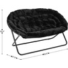 image:imageFlash Furniture Eleanor Double Saucer Chair with Folding Steel Frame Portable Oversized Saucer Chair for Dorm or Bedroom 56 Ivory Faux ShearlingSoft Gold FrameBlack FabricBlack Frame