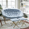 image:imageFlash Furniture Eleanor Double Saucer Chair with Folding Steel Frame Portable Oversized Saucer Chair for Dorm or Bedroom 56 Ivory Faux ShearlingSoft Gold FrameAqua FabricSoft Gold Frame