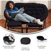 image:imageFlash Furniture Eleanor Double Saucer Chair with Folding Steel Frame Portable Oversized Saucer Chair for Dorm or Bedroom 56 Ivory Faux ShearlingSoft Gold FrameBlack FabricBlack Frame
