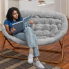 image:imageFlash Furniture Eleanor Double Saucer Chair with Folding Steel Frame Portable Oversized Saucer Chair for Dorm or Bedroom 56 Ivory Faux ShearlingSoft Gold FrameGray Faux FurSoft Gold Frame