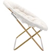 image:imageFlash Furniture Eleanor Double Saucer Chair with Folding Steel Frame Portable Oversized Saucer Chair for Dorm or Bedroom 56 Ivory Faux ShearlingSoft Gold FrameIvory Faux ShearlingSoft Gold Frame