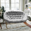 image:imageFlash Furniture Eleanor Double Saucer Chair with Folding Steel Frame Portable Oversized Saucer Chair for Dorm or Bedroom 56 Ivory Faux ShearlingSoft Gold FrameGray Faux FurSoft Gold Frame