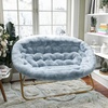 image:imageFlash Furniture Eleanor Double Saucer Chair with Folding Steel Frame Portable Oversized Saucer Chair for Dorm or Bedroom 56 Ivory Faux ShearlingSoft Gold FrameAqua Faux FurSoft Gold Frame