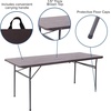 image:imageFlash Furniture Elijah 6Foot BiFold Brown Wood Grain Plastic Folding Table with Carrying Handle