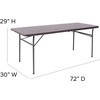 image:imageFlash Furniture Elijah 6Foot BiFold Brown Wood Grain Plastic Folding Table with Carrying Handle