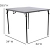 image:imageFlash Furniture Elon 285 Square AllOccasion Plastic Folding Event Table with Locking Legs Folding Banquet Table for IndoorOutdoor Events WhiteGrey