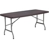 image:imageFlash Furniture Elon 562Foot Brown Rattan IndoorOutdoor Plastic Folding Table with Umbrella Hole