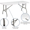 image:imageFlash Furniture Elon 6 Rectangular Plastic Folding Event Table with Carrying Handle BiFold Banquet Table for IndoorOutdoor Events White