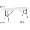 image:imageFlash Furniture Elon 6 Rectangular Plastic Folding Event Table with Carrying Handle BiFold Banquet Table for IndoorOutdoor Events White