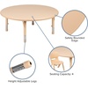 image:imageFlash Furniture Emmy 45 Round Green Plastic Height Adjustable Activity Table Set with 4 ChairsNatural
