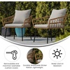 image:imageFlash Furniture Evin Set of 2 Boho IndoorOutdoor Patio Chairs  Natural Finish Faux Rattan Wicker  Gray AllWeather Cushions  Integrated Armrests