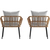 image:imageFlash Furniture Evin Set of 2 Boho IndoorOutdoor Patio Chairs  Natural Finish Faux Rattan Wicker  Gray AllWeather Cushions  Integrated Armrests
