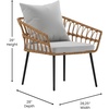 image:imageFlash Furniture Evin Set of 2 Boho IndoorOutdoor Patio Chairs  Natural Finish Faux Rattan Wicker  Gray AllWeather Cushions  Integrated Armrests