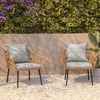 image:imageFlash Furniture Evin Set of 2 Boho IndoorOutdoor Patio Chairs  Natural Finish Faux Rattan Wicker  Gray AllWeather Cushions  Integrated Armrests