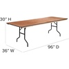 image:imageFlash Furniture Fielder 8 Rectangular AllOccasion Wood Folding Event Table Foldable Portable Banquet Table with Wooden Top NaturalBlack