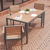 image:imageFlash Furniture Finch Commercial Grade Outdoor Dining Table 55 x 31 with Faux Teak Poly Slats and Metal Frame NaturalGrayNatural TopGray Frame