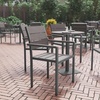 image:imageFlash Furniture Finch Commercial Grade Patio Chair with Arms Stackable Side Chair with Faux Teak Poly Slats and Metal Frame GrayGrayGrey