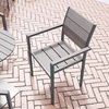 image:imageFlash Furniture Finch Commercial Grade Patio Chair with Arms Stackable Side Chair with Faux Teak Poly Slats and Metal Frame GrayGrayGrey