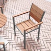 image:imageFlash Furniture Finch Commercial Grade Patio Chair with Arms Stackable Side Chair with Faux Teak Poly Slats and Metal Frame GrayGrayNatural