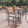 image:imageFlash Furniture Finch Commercial Grade Patio Chair with Arms Stackable Side Chair with Faux Teak Poly Slats and Metal Frame GrayGrayNatural
