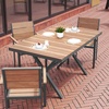 image:imageFlash Furniture Finch Commercial Grade XFrame Outdoor Dining Table 59 x 355 with Faux Teak Poly Slats and Metal Frame GrayGrayNatural TopGray Frame