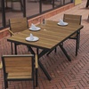 image:imageFlash Furniture Finch Commercial Grade XFrame Outdoor Dining Table 59 x 355 with Faux Teak Poly Slats and Metal Frame GrayGrayNatural TopGray Frame