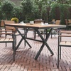 image:imageFlash Furniture Finch Commercial Grade XFrame Outdoor Dining Table 59 x 355 with Faux Teak Poly Slats and Metal Frame GrayGrayNatural TopGray Frame