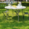 image:imageFlash Furniture Freeman 4 Round Plastic Folding Table with Carrying Handle Plastic Foldable Table for IndoorOutdoor Events White48 Round