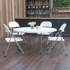 image:imageFlash Furniture Freeman 4 Round Plastic Folding Table with Carrying Handle Plastic Foldable Table for IndoorOutdoor Events White605 Round