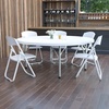 image:imageFlash Furniture Freeman 4 Round Plastic Folding Table with Carrying Handle Plastic Foldable Table for IndoorOutdoor Events White72 Round