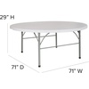 image:imageFlash Furniture Freeman 4 Round Plastic Folding Table with Carrying Handle Plastic Foldable Table for IndoorOutdoor Events White72 Round
