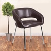 image:imageFlash Furniture Fusion Series LeatherSoft Upholstered Side Reception Chair Retro Padded Lounge Chair for Living Room or Office WhiteBrown