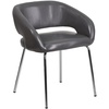image:imageFlash Furniture Fusion Series LeatherSoft Upholstered Side Reception Chair Retro Padded Lounge Chair for Living Room or Office WhiteGrey