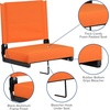 image:imageFlash Furniture Grandstand Portable Stadium Seat for Bleachers or Benches Folding Padded Stadium Chair with Carrying Handle 500 lb Weight Capacity PurpleOrange