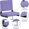 image:imageFlash Furniture Grandstand Portable Stadium Seat for Bleachers or Benches Folding Padded Stadium Chair with Carrying Handle 500 lb Weight Capacity PurplePurple