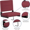 image:imageFlash Furniture Grandstand Portable Stadium Seat for Bleachers or Benches Folding Padded Stadium Chair with Carrying Handle 500 lb Weight Capacity PurpleMaroon