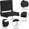 image:imageFlash Furniture Grandstand Portable Stadium Seat for Bleachers or Benches Folding Padded Stadium Chair with Carrying Handle 500 lb Weight Capacity PurpleBlack