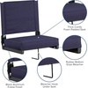 image:imageFlash Furniture Grandstand Portable Stadium Seat for Bleachers or Benches Folding Padded Stadium Chair with Carrying Handle 500 lb Weight Capacity PurpleNavy