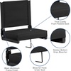 image:imageFlash Furniture Grandstand Portable Stadium Seat for Bleachers or Benches Folding Padded Stadium Chair with Carrying Handle 500 lb Weight Capacity PurpleBlack