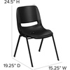 image:imageFlash Furniture HERCULES Series 440 lb Capacity Kids Black Ergonomic Shell Stack Chair with Black Frame and 14 Seat HeightBlack PlasticBlack Frame