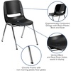 image:imageFlash Furniture HERCULES Series 440 lb Capacity Kids Black Ergonomic Shell Stack Chair with Black Frame and 14 Seat HeightBlack PlasticChrome Frame
